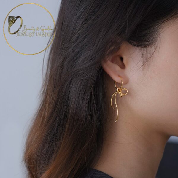 18K Gold Exquisite Lovely Knot Long Tassel Dangle Earrings For Women 925 Sterling Silver Fashion Jewelry New Arrival.