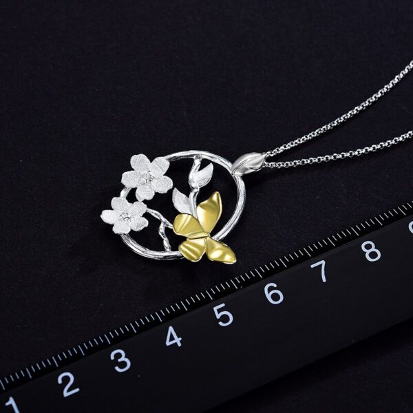 Garden Butterfly Necklace , of 925 silver, plated with 18k gold . - Image 2