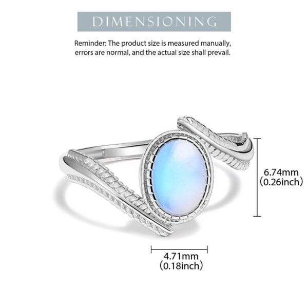 Natural Zirconia Ring ,Blue Moonstone Adjustable Ring ,925 Sterling Silver . - Image 5