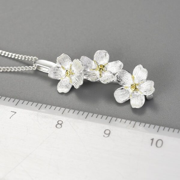 Myosotis flower necklace ,Real 925 Sterling Silver Long Elegant. - Image 7