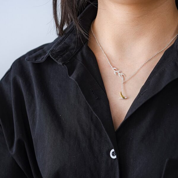 Swallow Bird Necklace ,925 Sterling Silver, 18k Gold Plated . - Image 2