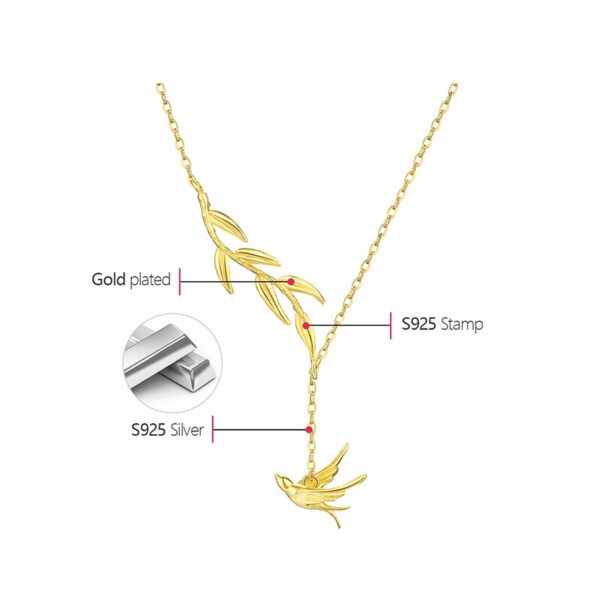 Swallow Bird Necklace ,925 Sterling Silver, 18k Gold Plated . - Image 6