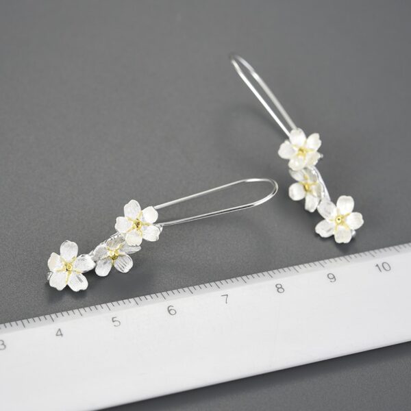 Long flower earrings for women and girls 925 sterling silver. - Image 3