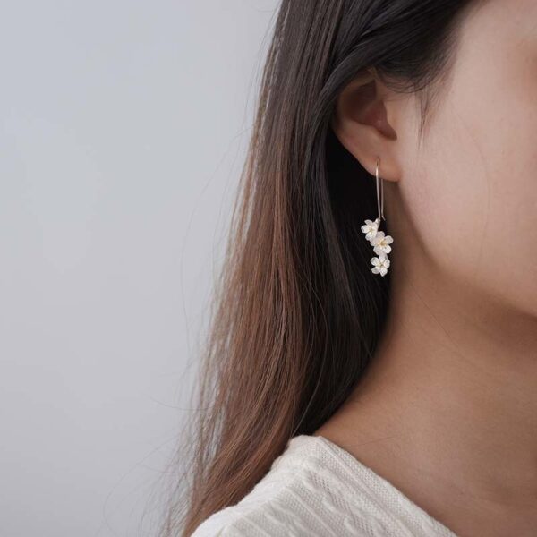 Long flower earrings for women and girls 925 sterling silver. - Image 4