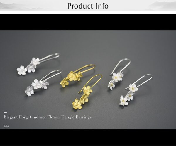 Long flower earrings for women and girls 925 sterling silver. - Image 6