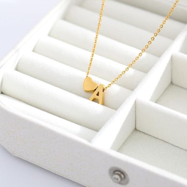 Heart Initial Necklace ,Necklace Gold Color ,Of Stainless Steel . - Image 11