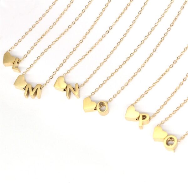 Heart Initial Necklace ,Necklace Gold Color ,Of Stainless Steel . - Image 13