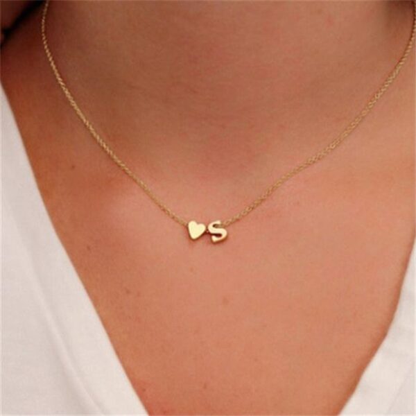 Heart Initial Necklace ,Necklace Gold Color ,Of Stainless Steel . - Image 5