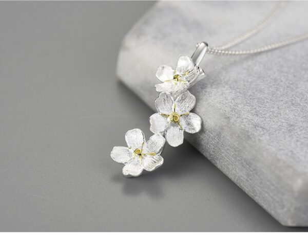 Myosotis flower necklace ,Real 925 Sterling Silver Long Elegant. - Image 6