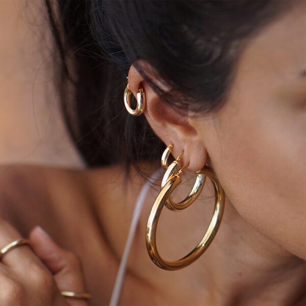 Classic Buckle Earrings ,Large Circle Hoop Earrings . - Image 5