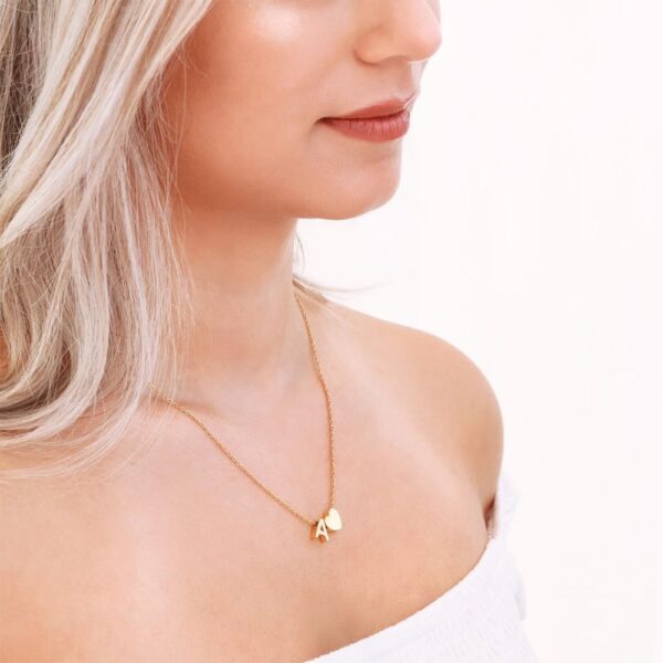 Heart Initial Necklace ,Necklace Gold Color ,Of Stainless Steel . - Image 2