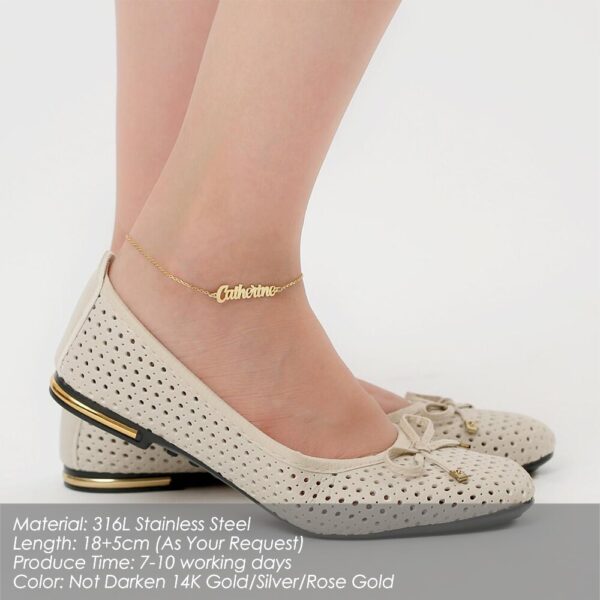 Customized Name Anklet ,Gold Color ,Stainless Steel Jewelry . - Image 2