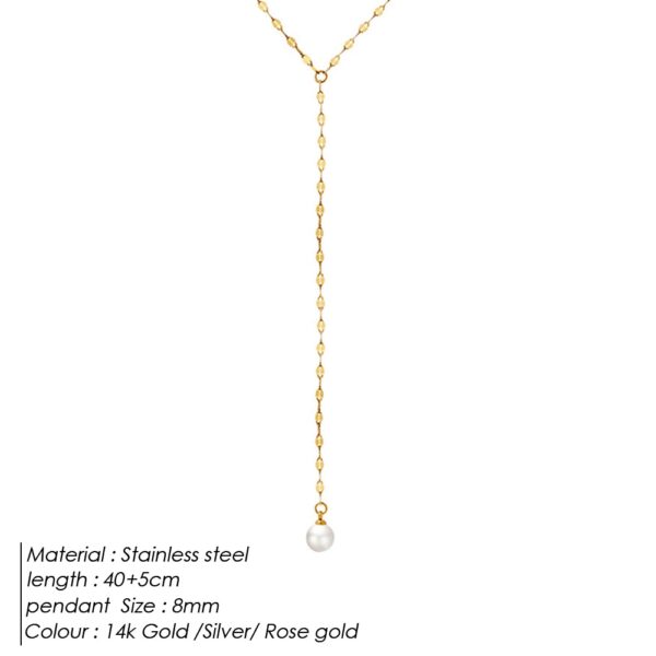 Necklace Pearl Y Clavicle ,Round Pearl Wedding Necklace . - Image 2