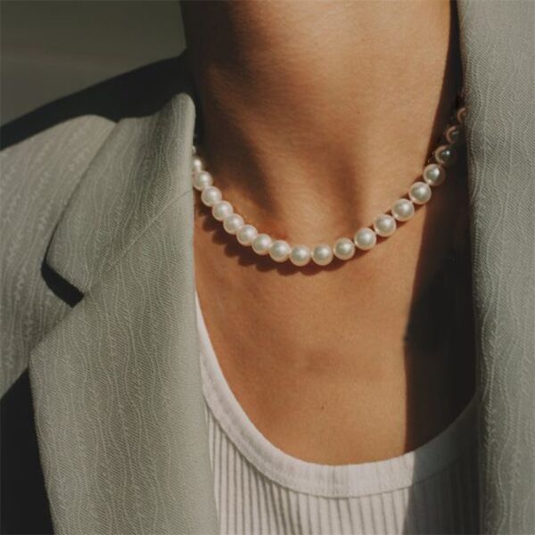 New Pearl Necklace ,Round Multi SIZE White Pearl . - Image 3