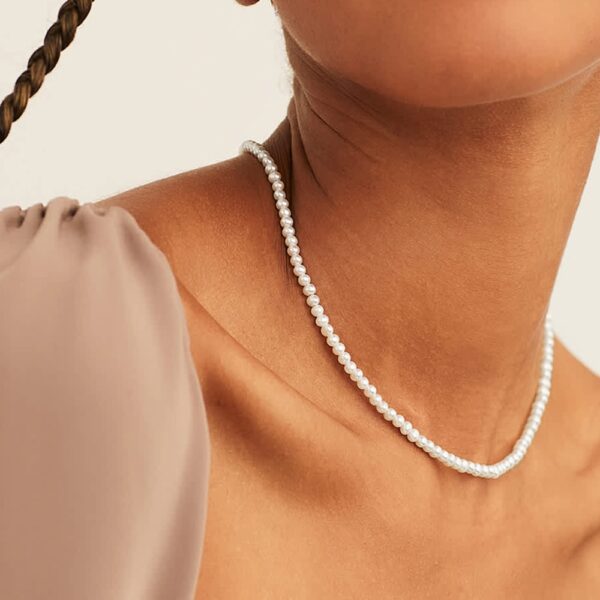 New Pearl Necklace ,Round Multi SIZE White Pearl . - Image 4