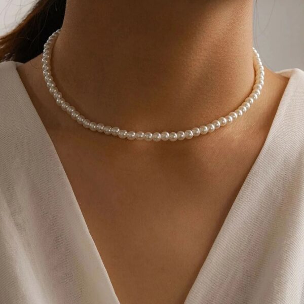 New Pearl Necklace ,Round Multi SIZE White Pearl . - Image 5