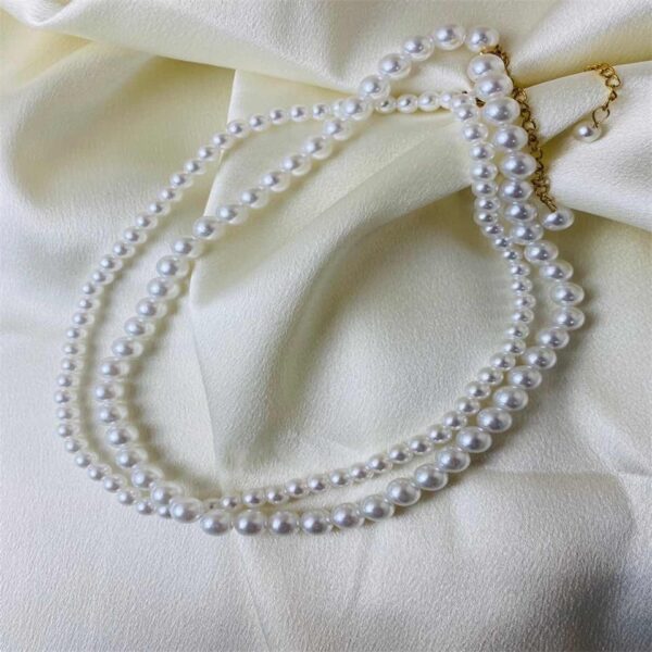 New Pearl Necklace ,Round Multi SIZE White Pearl . - Image 6