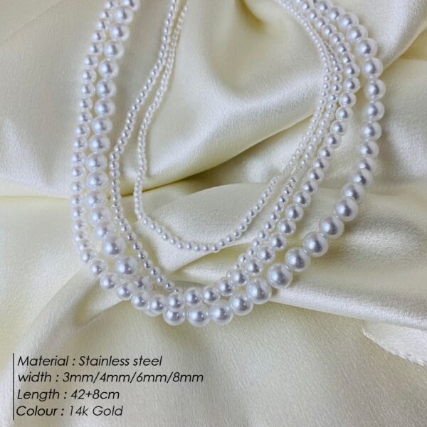 New Pearl Necklace ,Round Multi SIZE White Pearl . - Image 2