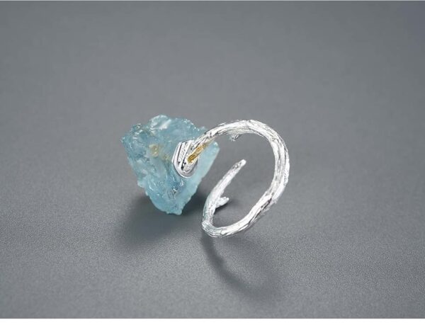 Gemstones Butterfly Rings , Adjustable Aquamarine Rings . - Image 6