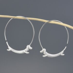 Dachshund Dog Round Hoop Earrings