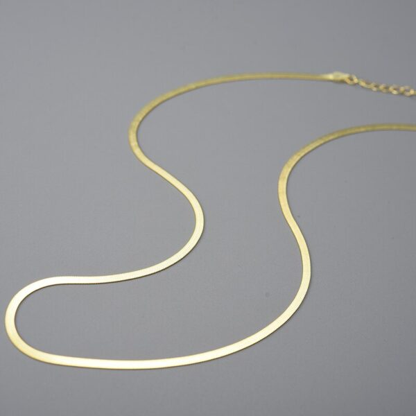 Flat Snake Necklace , 18K Gold Minimalism . - Image 3