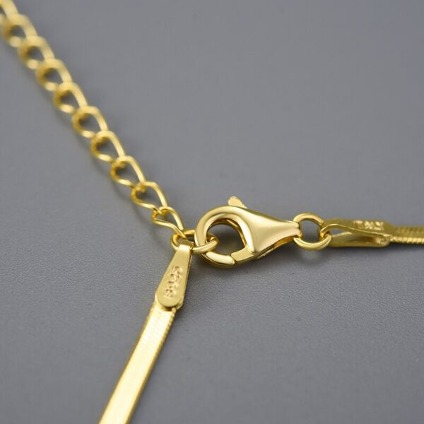 Flat Snake Necklace , 18K Gold Minimalism . - Image 5