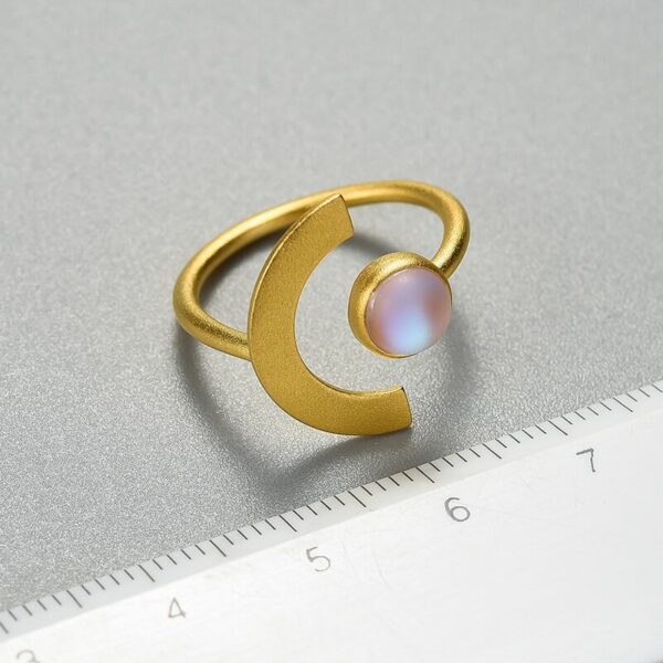 Moonlight Rings ,  Minimalist Adjustable Moonstone Rings ☾ ☾ . - Image 4