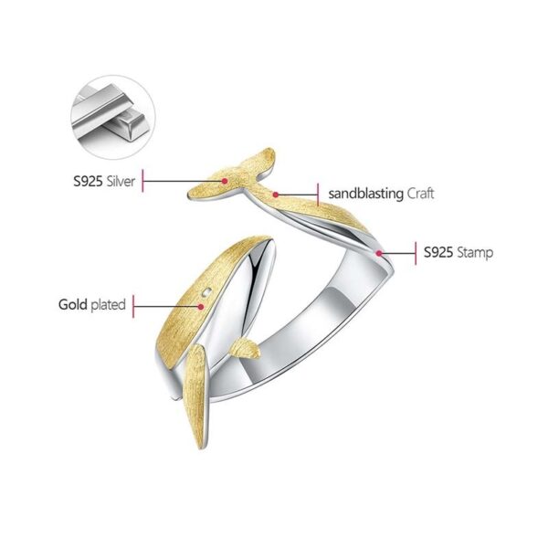 Whale Rings ,18K Gold Personality Whale Dating Adjustable Rings 🐋 . - Image 7