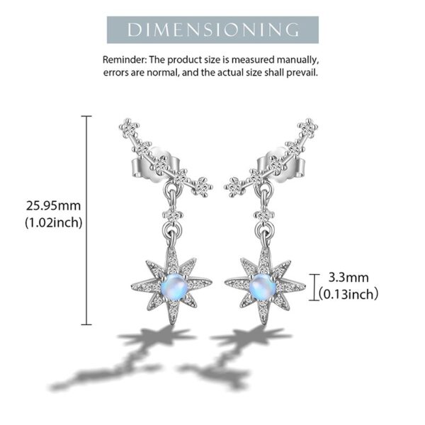 Awn Star Drop Earrings , Zirconia Natural Moonstone ,Real Silver ✵✵ . - Image 4