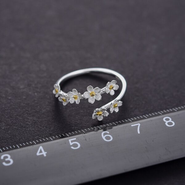 Delicate Forget-me-not Flower Rings , Adjustable Rings  . - Image 7