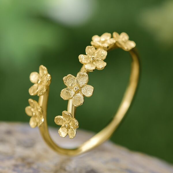 Delicate Forget-me-not Flower Rings , Adjustable Rings  . - Image 2