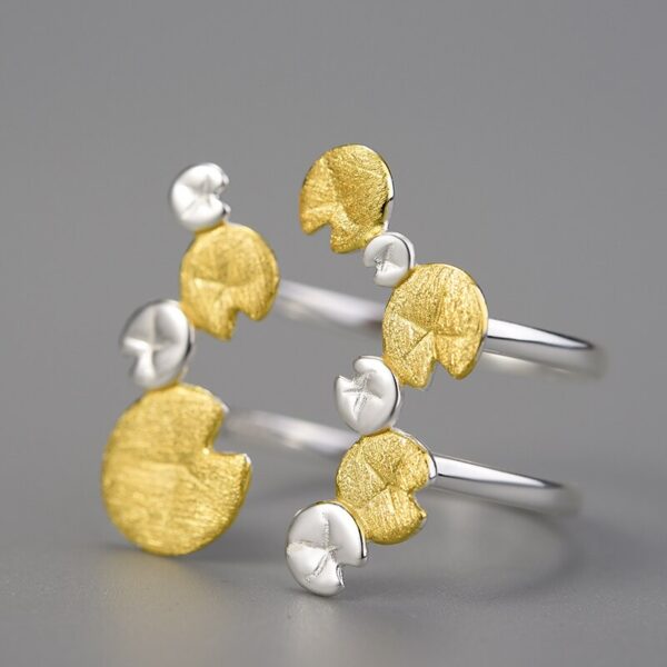 Water Lily Leaves Ring , Adjustable Rings for  925 Sterling Silver . - Image 2