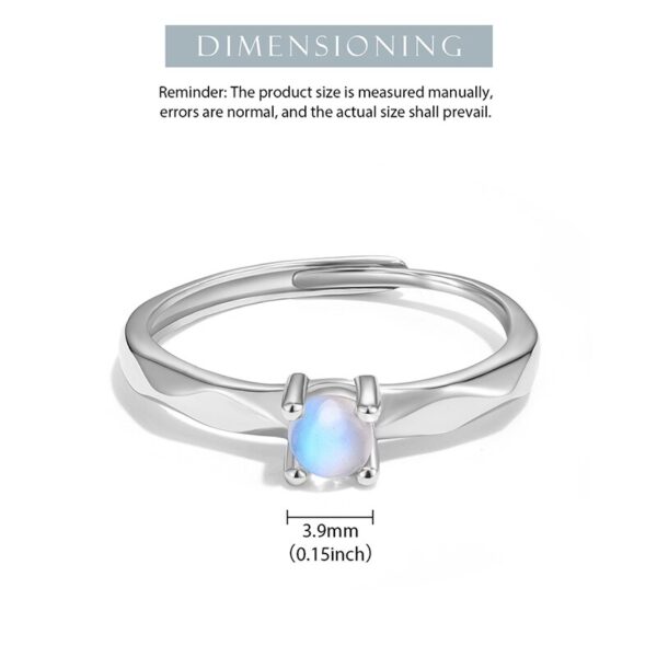 Natural Blue Moonstone Ring , Plated White Gold Fine Jewelry . - Image 5