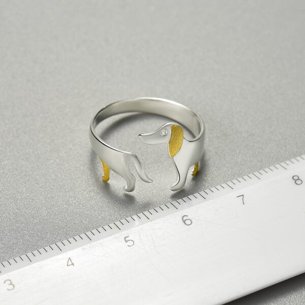 Dachshund Dog Ring , Real 925 Sterling Silver Adjustable Ring . - Image 7