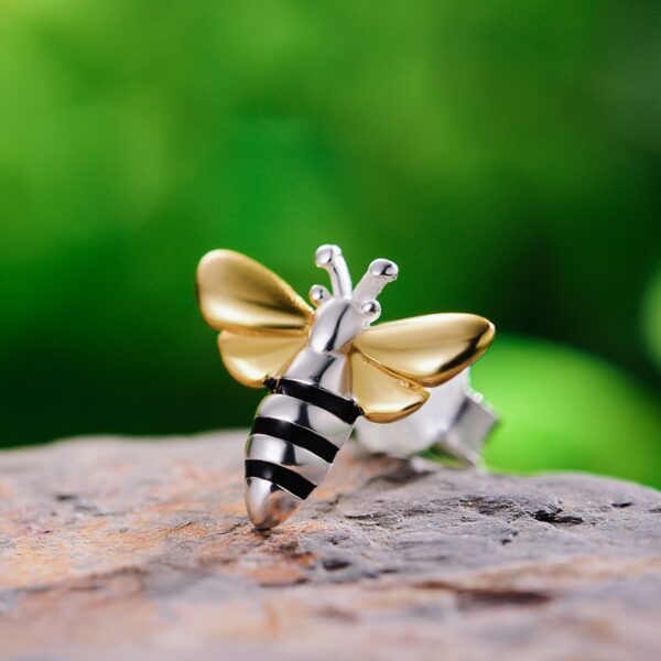 Bees Earrings , Real 925 Sterling Silver . - Image 2