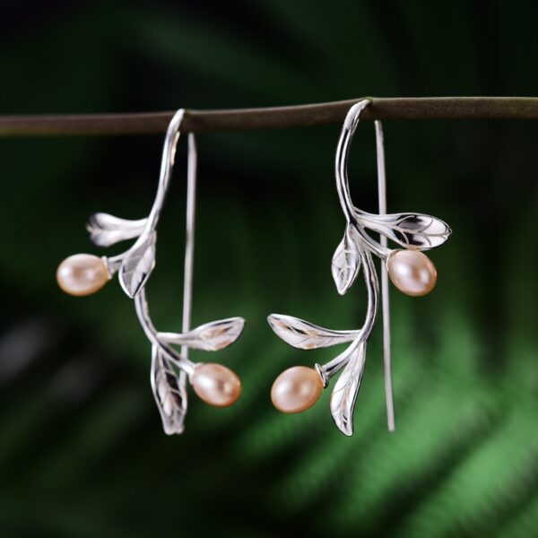 Water drops Earrings , 925 Sterling Silver Natural Pearl Earrings . - Image 2