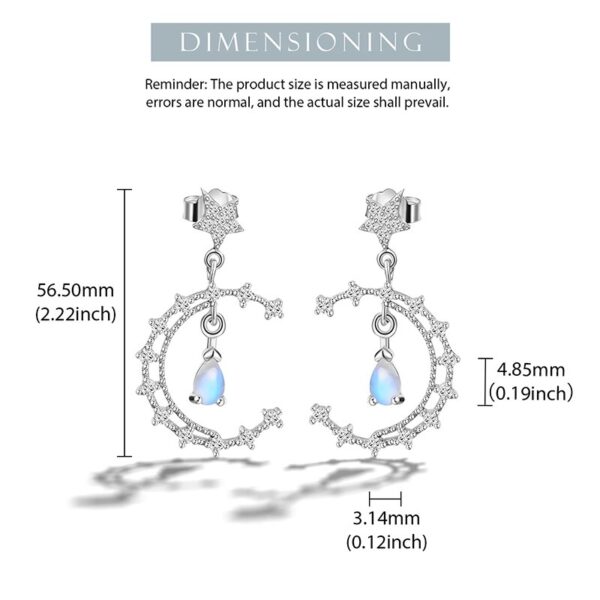 Star and Moon Earrings , Zirconia Natural Moonstone ,Real Silver ⭐,🌕 . - Image 4