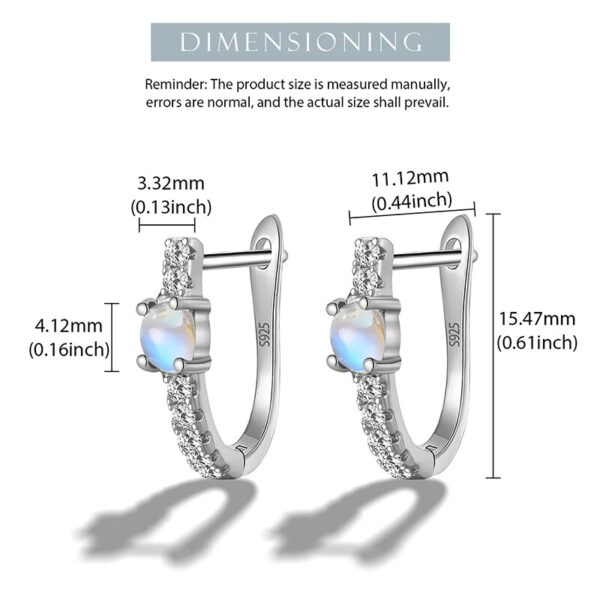 Moonstone U-shaped Earrings , Real 925 Sterling Silver  . - Image 4