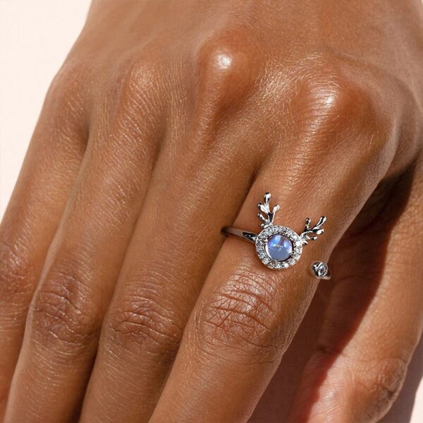 Zirconia Natural Rings ,  Blue Moonstone Adjustable . - Image 3