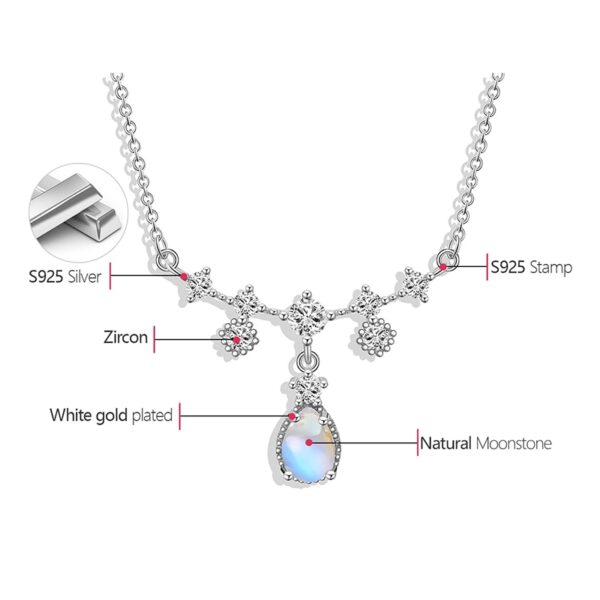 Tears of Beauty Necklace , Zirconia Natural Blue Moonstone . - Image 3