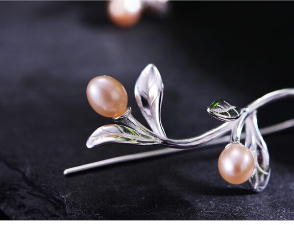 Water drops Earrings , 925 Sterling Silver Natural Pearl Earrings . - Image 6