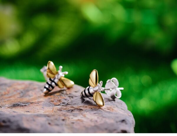 Bees Earrings , Real 925 Sterling Silver . - Image 3