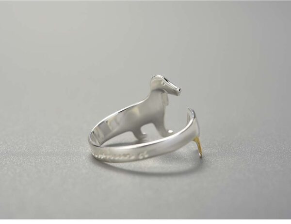 Dachshund Dog Ring , Real 925 Sterling Silver Adjustable Ring . - Image 5