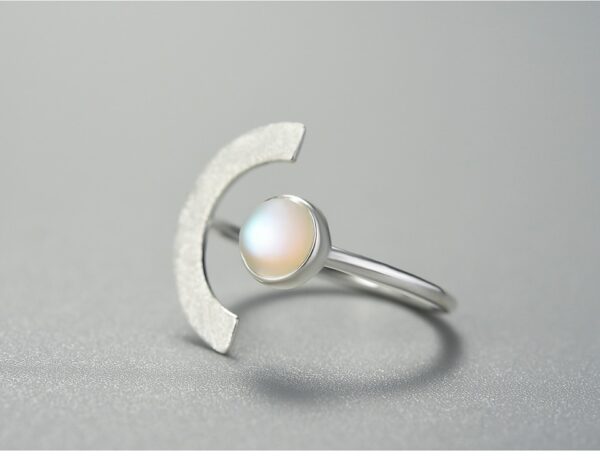 Moonlight Rings ,  Minimalist Adjustable Moonstone Rings ☾ ☾ . - Image 7