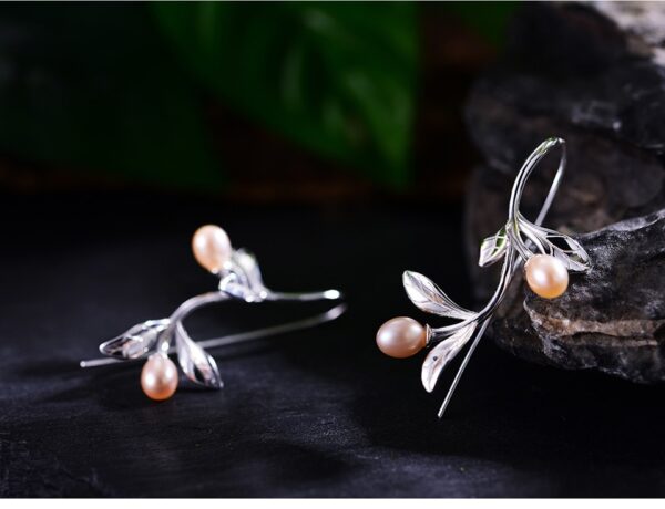 Water drops Earrings , 925 Sterling Silver Natural Pearl Earrings . - Image 4