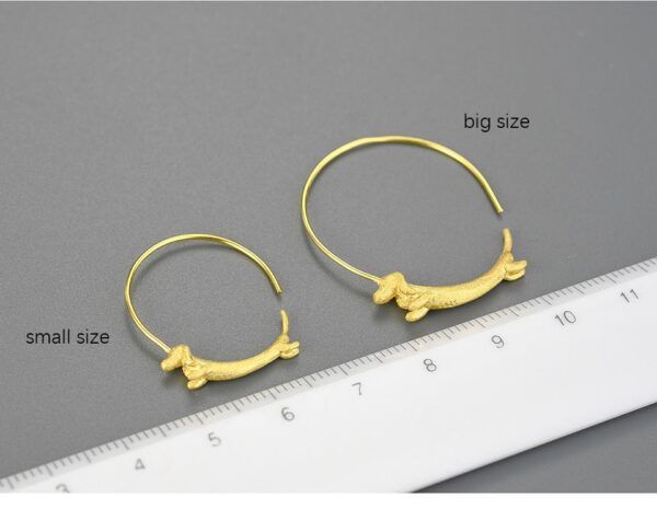 Dachshund Dog Round Earrings ,18K Gold Female Flying  🐕   🐕   . - Image 9