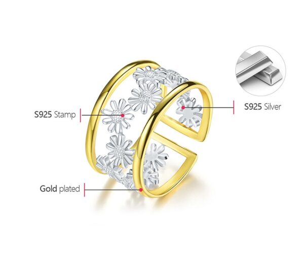 Daisy Flower Rings ,Elegant Little Daisy Flower Adjustable Rings . - Image 9