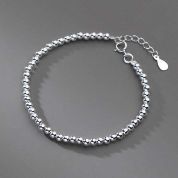 Simple Beads Bracelet ,925 Sterling Silver Simple Beads Stackable . - Image 3