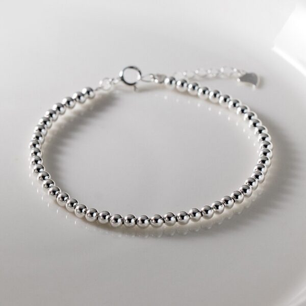 Simple Beads Bracelet ,925 Sterling Silver Simple Beads Stackable .