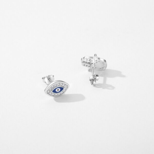 Blue Eye Earring , Enamel Palm Stud Earrings 925 Sterling Silver 🧿🧿 . - Image 3